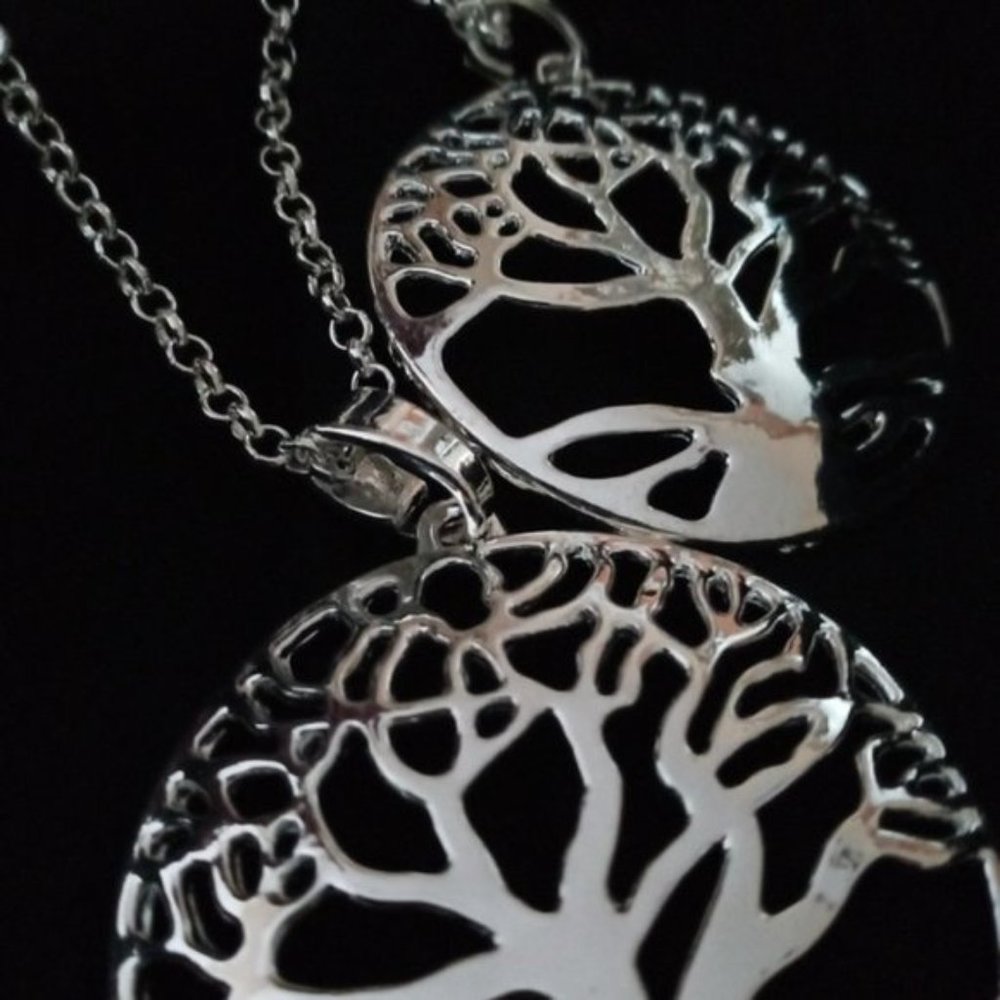New 32" Hot Silver Plated Big Energy Tree Necklace - Picture 4 of 5